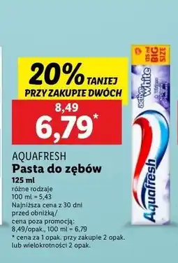 Lidl Pasta do zębów Aquafresh Active White oferta