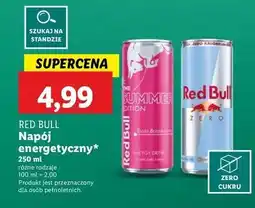 Lidl Napój energetyczny biała brzoskwinia Red Bull The Summer Edition oferta