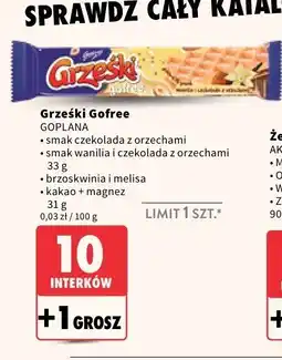 Intermarche Wafel Grześki Gofree smak wanilia i czekolada z orzechami gop oferta