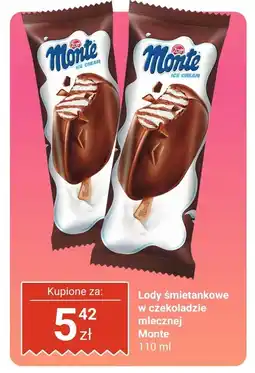 Biedronka Lody śmietankowe w czekoladzie mlecznej Monte oferta