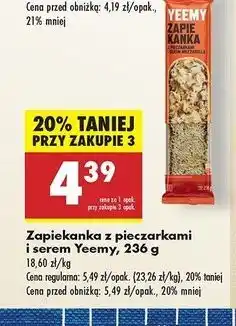 Biedronka Zapiekanka z pieczarkami i serem mozzarella Yeemy oferta