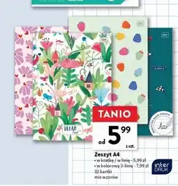 Intermarche Zeszyt a4 32 kartki kolorowa linia Interdruk oferta