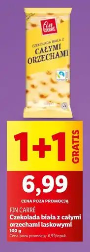 Lidl Czekolada biała z całymi orzechami laskowymi 1+1 GRATIS Fin Carré oferta