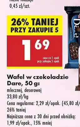 Biedronka Wafel w czekoladzie deserowej Dare oferta
