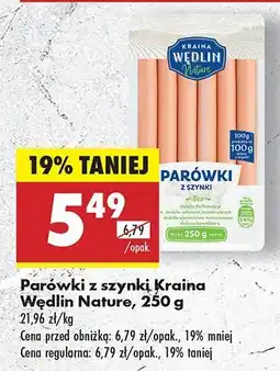 Biedronka Parówki z szynki Nature Kraina Wędlin oferta