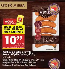 Biedronka Kiełbasa śląska z szynki Select Kraina Wędlin oferta