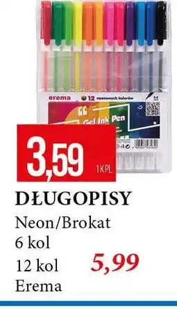 E.Leclerc Długopisy żelowe brokatowe Erema oferta