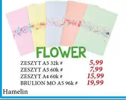 E.Leclerc Brulion a5 96 kartki kratka flower Hamelin oferta