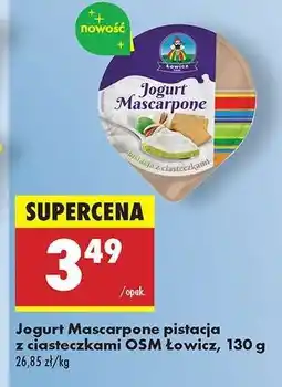 Biedronka Jogurt Mascarpone pistacja z ciasteczkami OSM Łowicz, 130 g oferta
