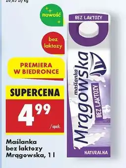 Biedronka Maślanka bez laktozy Mrągowska, 1 l oferta