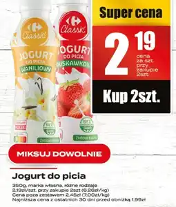 Supeco Jogurt do picia Carrefour oferta