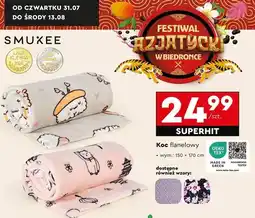 Biedronka Koc flanelowy 130 x 170 cm Smukee oferta