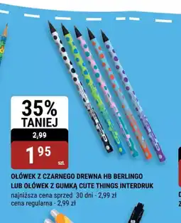 bi1 Ołówek z czarnego drewna HB Berlingo lub ołówek z gumką Cute Things Interdruk oferta