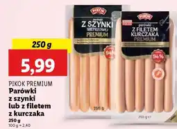 Lidl PIKOK PREMIUM Parówki z szynki lub z filetem z kurczaka oferta