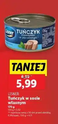Lidl Lisner Tuńczyk w sosie własnym oferta