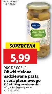 Lidl DUC DE COEUR Oliwki zielone nadziewane pastą z sera pleśniowego oferta