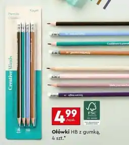 Biedronka Ołówki HB z gumką, 4 szt oferta
