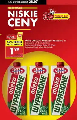Biedronka Mleko UHT wypasione Mlekovita 3,2% oferta