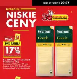 Biedronka Ser żółty Gouda w plastrach Światowid oferta