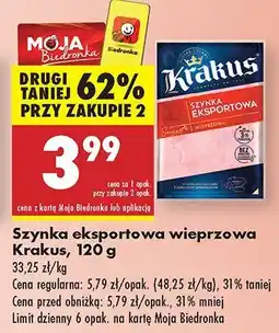 Biedronka Szynka eksportowa wieprzowa Kratus oferta