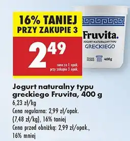 Biedronka Jogurt naturalny typu greckiego Fruvita oferta
