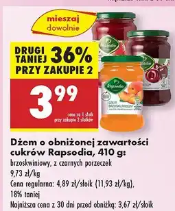 Biedronka Dżem Rapsodia o obniżonej zawartości cukrów oferta