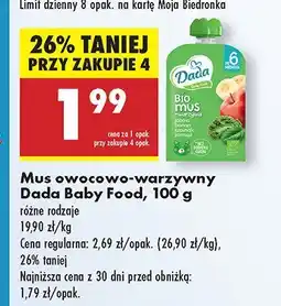 Biedronka Mus owocowo-warzywny Dada Baby Food różne rodzaje oferta