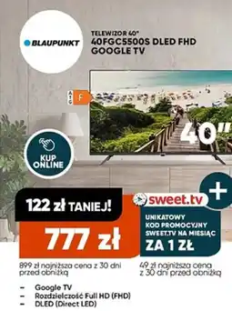 Max Elektro Telewizor Blaupunkt 40FGC5500S DLED FHD Google TV oferta