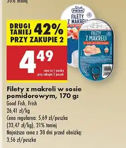 Biedronka Filety z makreli w sosie pomidorowym Frish oferta