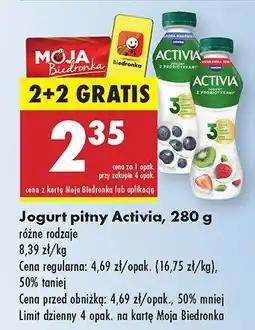 Biedronka Jogurt pitny Activia różne rodzaje oferta