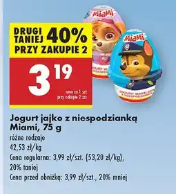 Biedronka Jogurt jajko z niespodzianką Miami różne rodzaje oferta