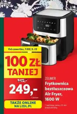 Lidl ZELMER Frytkownica beztłuszczowa Air Fryer, 1600 W oferta