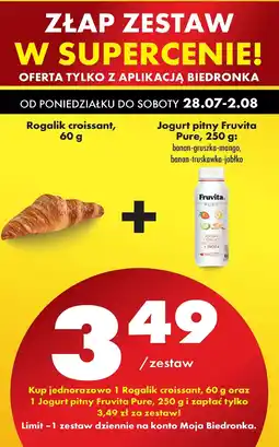 Biedronka Jogurt banan truskawka jabłko + płatki owsiane i siemię lniane Fruvita Pure oferta