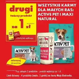 Biedronka Karma dla psa małe rasy wołowina z przepiórką i borówką Maxi Natural oferta
