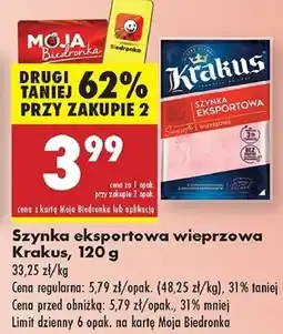 Biedronka Szynka eksportowa Krakus Animex oferta