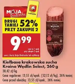 Biedronka Kiełbasa krakowska z szynki Kraina Wędlin Select oferta