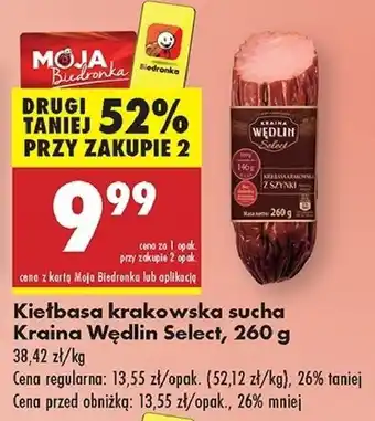 Biedronka Kiełbasa krakowska z szynki Kraina Wędlin Select oferta