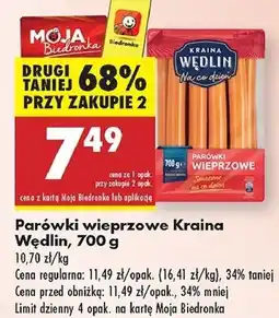 Biedronka Parówki wieprzowe Kraina Wędlin oferta