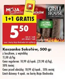 Biedronka Kaszanka z wątróbką i cebulką Sokołów Grill House oferta