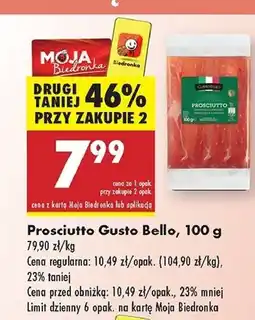 Biedronka Szynka prosciutto cotto Gustobello oferta