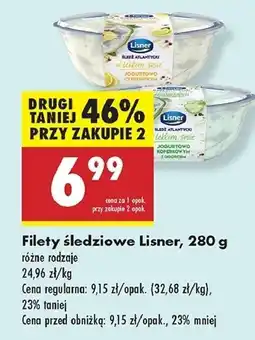Biedronka Śledź atlantycki w lekkim sosie jogurtowo-cytrynowym Lisner oferta