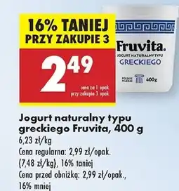 Biedronka Jogurt naturalny grecki Fruvita oferta