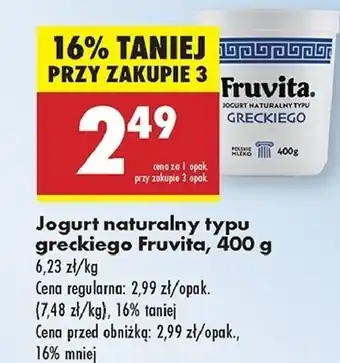 Biedronka Jogurt naturalny grecki Fruvita oferta