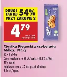 Biedronka Ciastka z kawałkami czekolady Milka Pieguski oferta