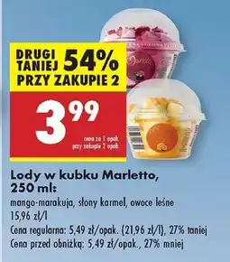Biedronka Lody w kubku mango-marakuja Marletto oferta