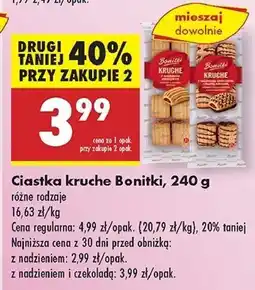Biedronka Ciasteczka kruche z nadzieniem owocowym i polewą kakaową Bonitki oferta