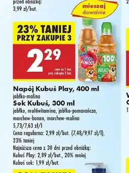 Biedronka Napój jabłko-malina Kubuś Play! Woda & Owoce oferta