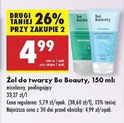 Biedronka Żel do mycia twarzy peelingujący Be Beauty oferta