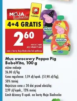 Biedronka Mus morele z jabłkiem i gruszką peppa pig Bobovita oferta