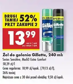 Biedronka Żel do golenia extra comfort Gillette Mach3 oferta